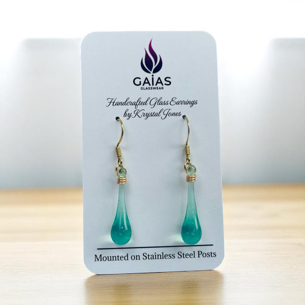 127 - 02 Glass Teardrop Earrings - Gaia's Glasswear - Painted Door on Main