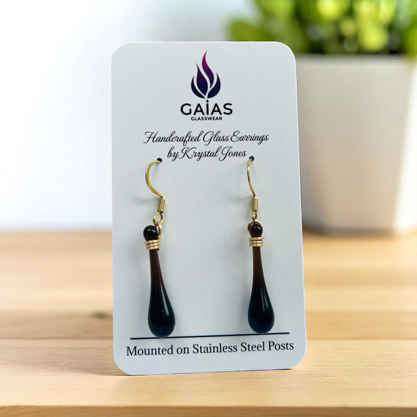 127 - 02 Glass Teardrop Earrings - Gaia's Glasswear - Painted Door on Main