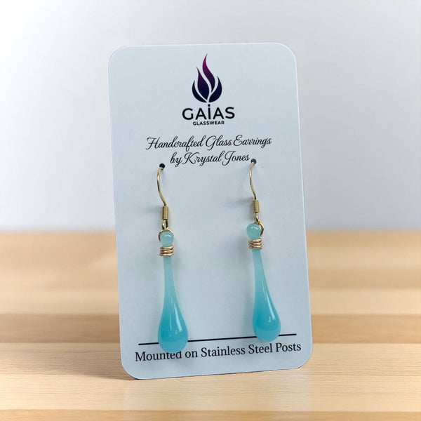 127 - 02 Glass Teardrop Earrings - Gaia's Glasswear - Painted Door on Main