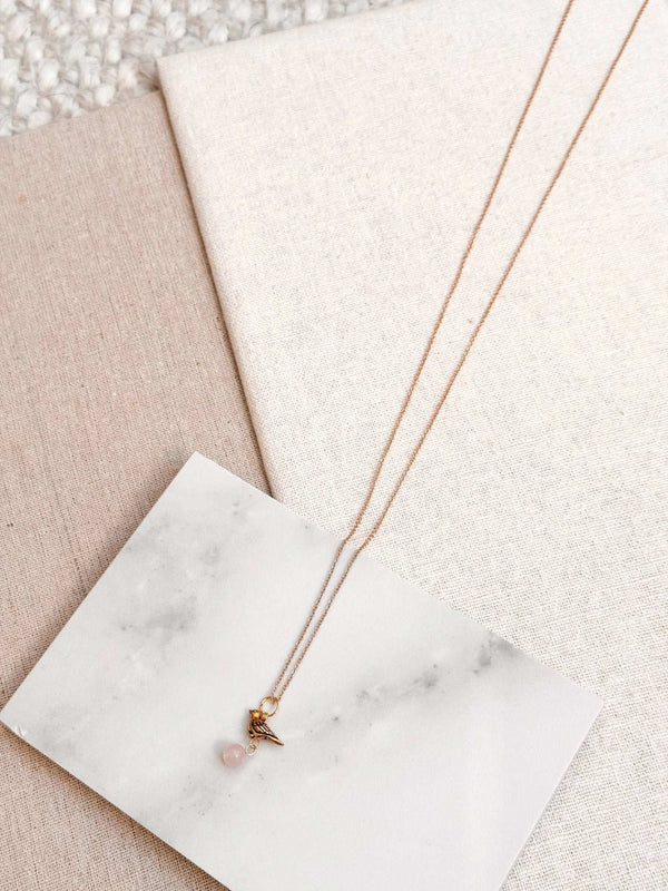 842 - 11 Rose Gold Quartz Bird Charm Necklace - Gracie Rose Designs - Painted Door on Main