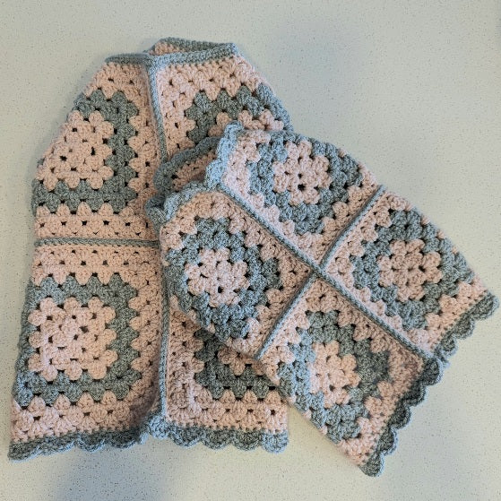 121-21 Pink & Grey Crocheted Vests - Daisybug Crochet