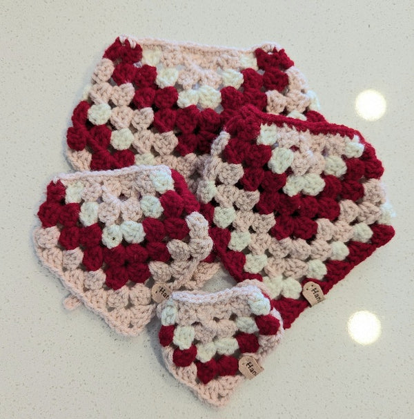 121-05 Pink & Red Crocheted Bandanas - Daisybug Crochet