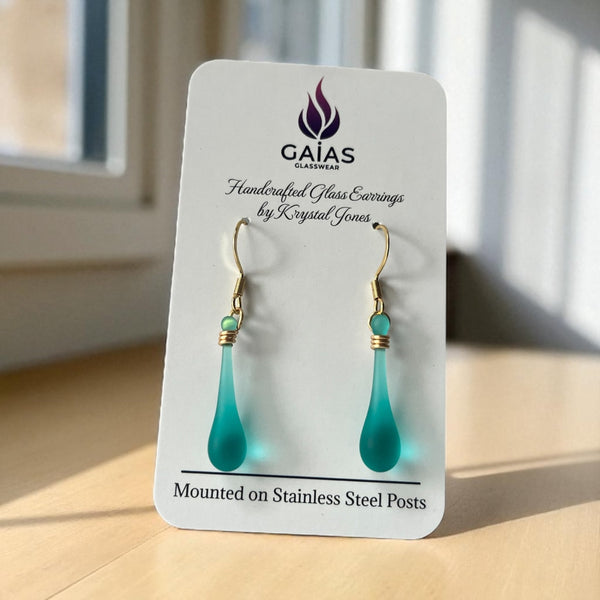 Glass Teardrop Earrings - Gaia's Glasswear - Painted Door on Main