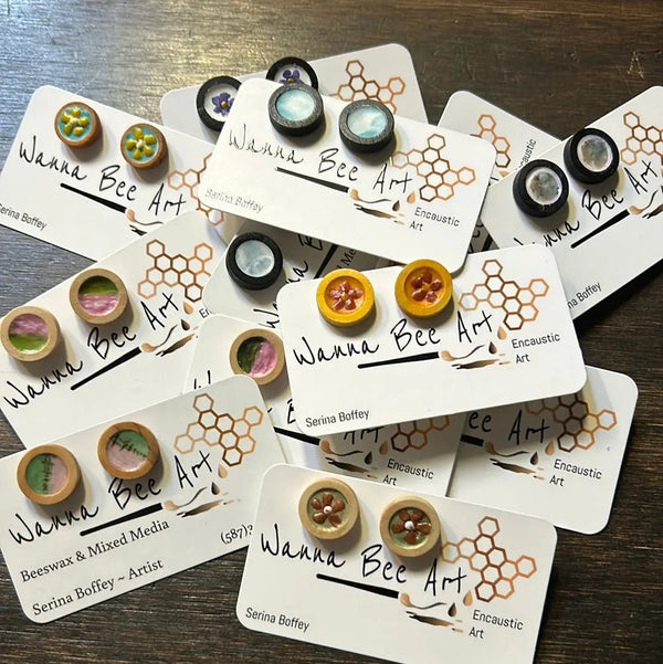 039 - 63 Beeswax Earrings - Wanna Bee Art - Painted Door on Main