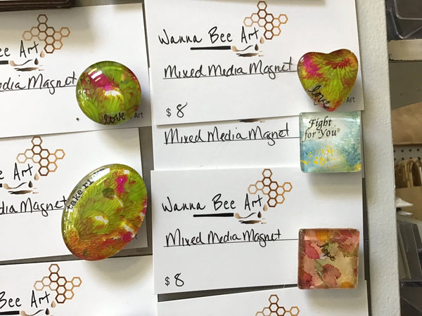 039 - 64 - Mixed Media Magnets Wanna Bee Art - Painted Door on Main