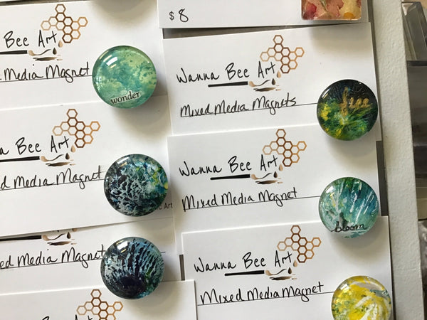 039 - 64 - Mixed Media Magnets Wanna Bee Art - Painted Door on Main