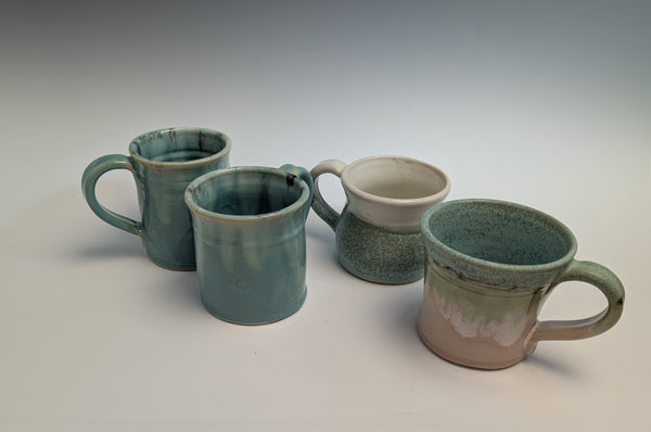 075 - 12 Cups & Mugs - Elizabeth's Clay Vision - Painted Door on Main