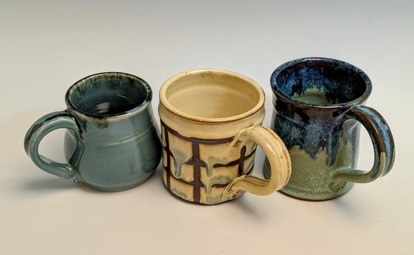075 - 12 Cups & Mugs - Elizabeth's Clay Vision - Painted Door on Main