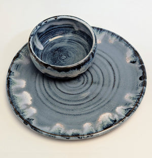 075 - 14 Platter with Dip Bowl - Elizabeth's Clay Vision - Painted Door on Main