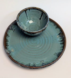 075 - 14 Platter with Dip Bowl - Elizabeth's Clay Vision - Painted Door on Main