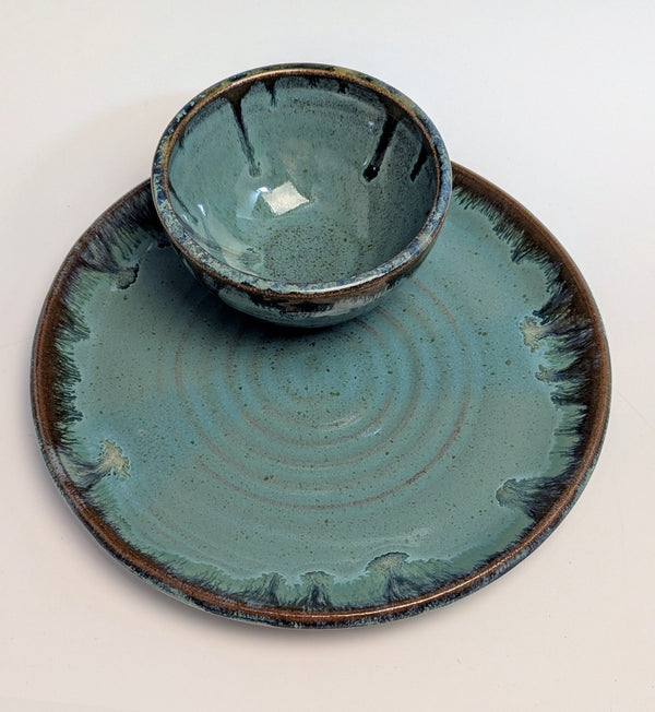 075 - 14 Platter with Dip Bowl - Elizabeth's Clay Vision - Painted Door on Main