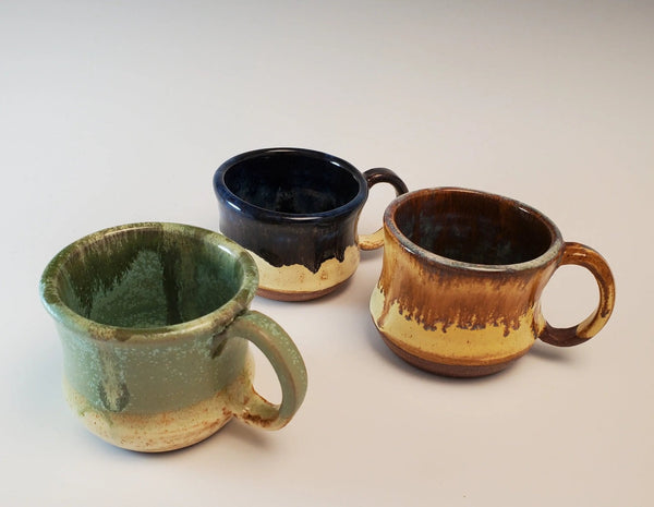 075 - 23 Espresso/Cappuccino Cups - Elizabeth's Clay Vision - Painted Door on Main