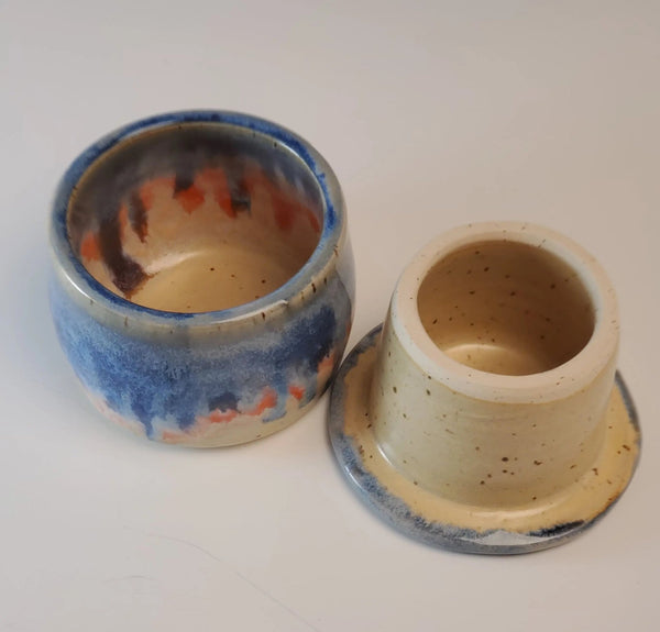 075 - 31 French Butter Dish - Elizabeth's Clay Vision - Painted Door on Main