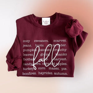 082 - 18 'Fall Words' Crewneck - Thumbprint Designs - Painted Door on Main
