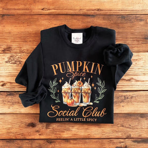 082 - 19 'Pumpkin Spice Social Club' Crewneck - Thumbprint Designs - Painted Door on Main