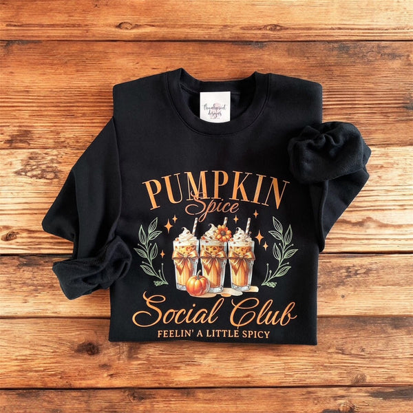 082 - 19 'Pumpkin Spice Social Club' Crewneck - Thumbprint Designs - Painted Door on Main
