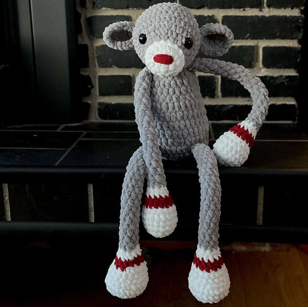 096 - 24 Emotional Support Sock Monkey - Willing Hands Crochet - Painted Door on Main