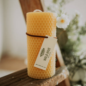 COMING SOON Honeycomb Pillar Beeswax Candle