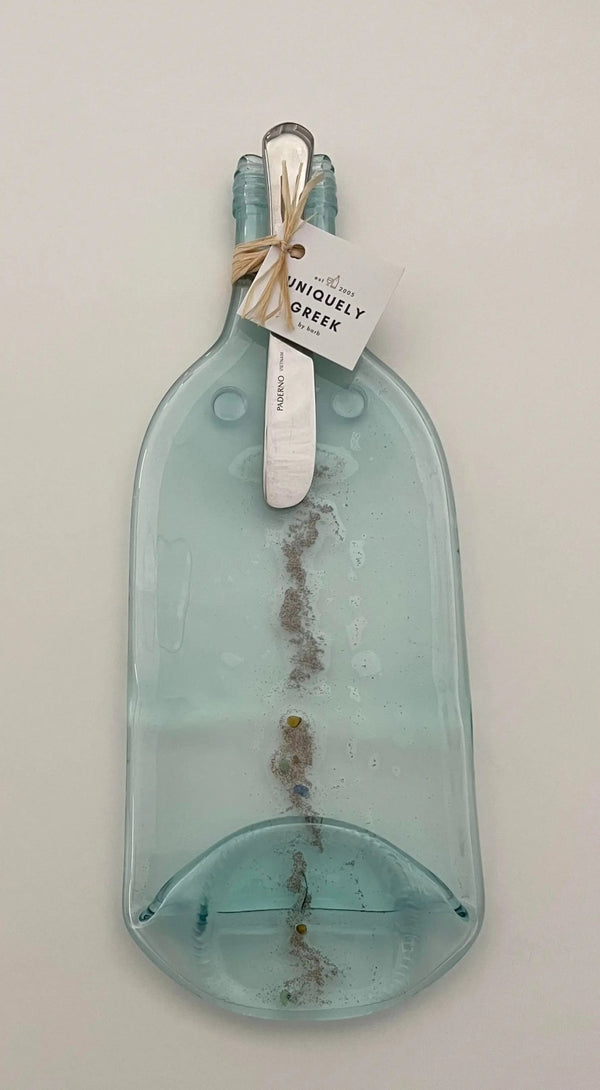 102 - 01 Wine Bottle Serving Dish - Uniquely Greek by Barb - Painted Door on Main