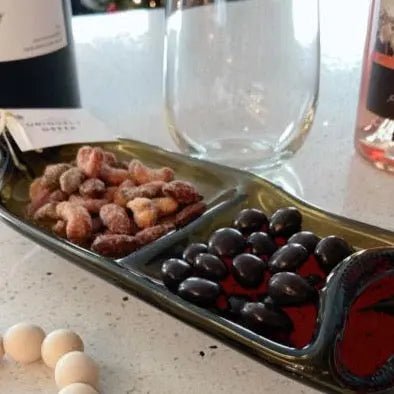 102 - 01 Wine Bottle Serving Dish - Uniquely Greek by Barb - Painted Door on Main