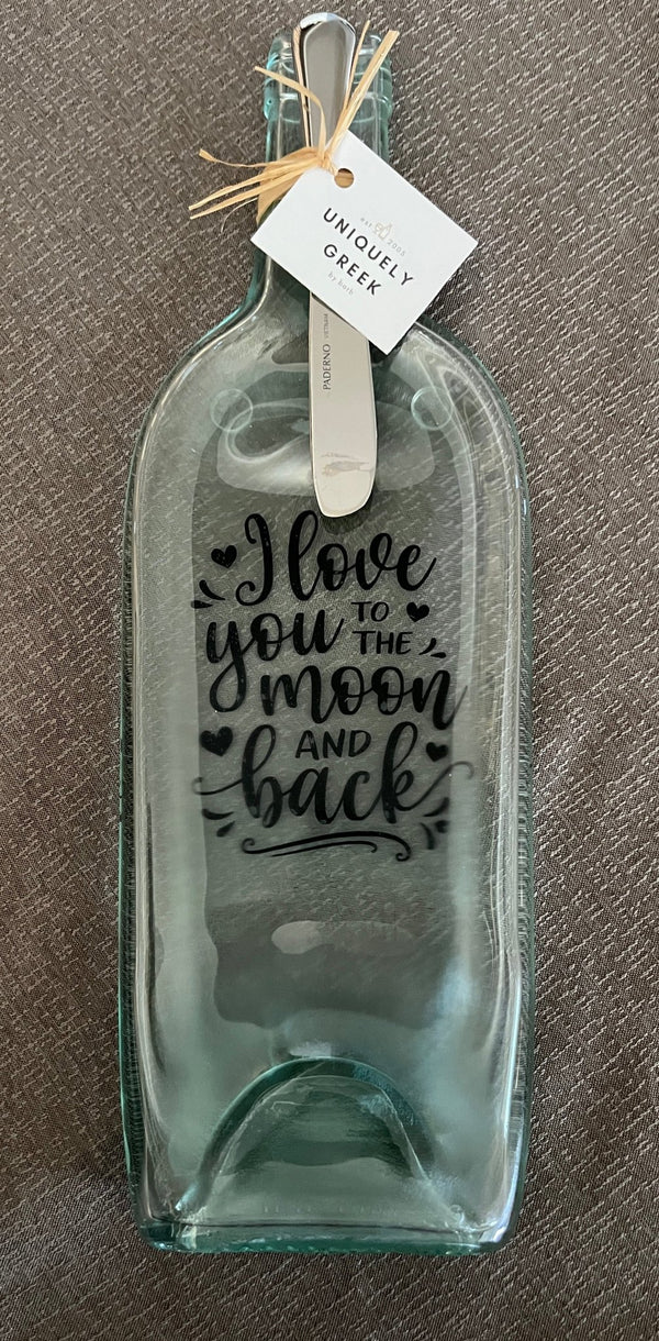 102 - 01 Wine Bottle Serving Dish - Uniquely Greek by Barb - Painted Door on Main