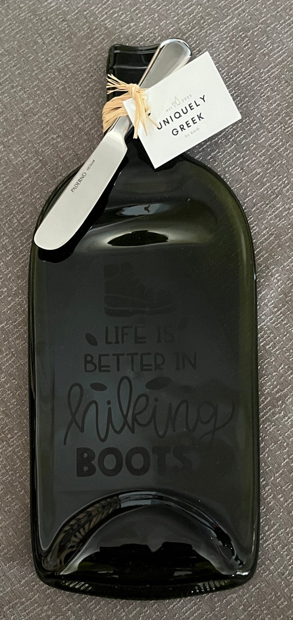 102 - 01 Wine Bottle Serving Dish - Uniquely Greek by Barb - Painted Door on Main