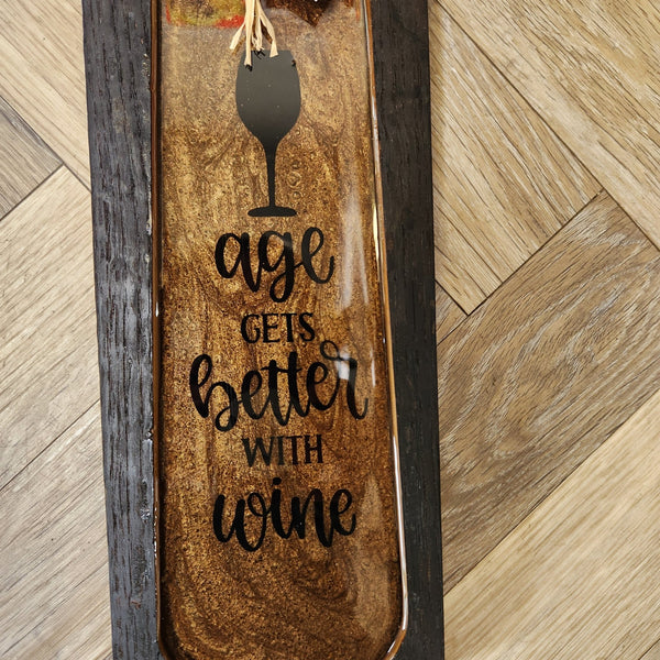 102 - 15 Wine Stave + Resin Wall Art - Uniquely Greek by Barb - Painted Door on Main