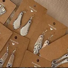 109 - 06 Upcycled Cutlery Earrings - The Spoon Girl - Painted Door on Main