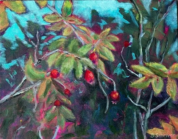 111 - 20 'Rose Hips' Original Art - Betty Schriver Art - Painted Door on Main