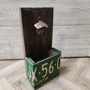 114 - 03 License Plate Bottle Opener - Rafter Diamond W - Painted Door on Main