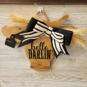 114 - 05 Cow Silhouette Sign - Rafter Diamond W - Painted Door on Main