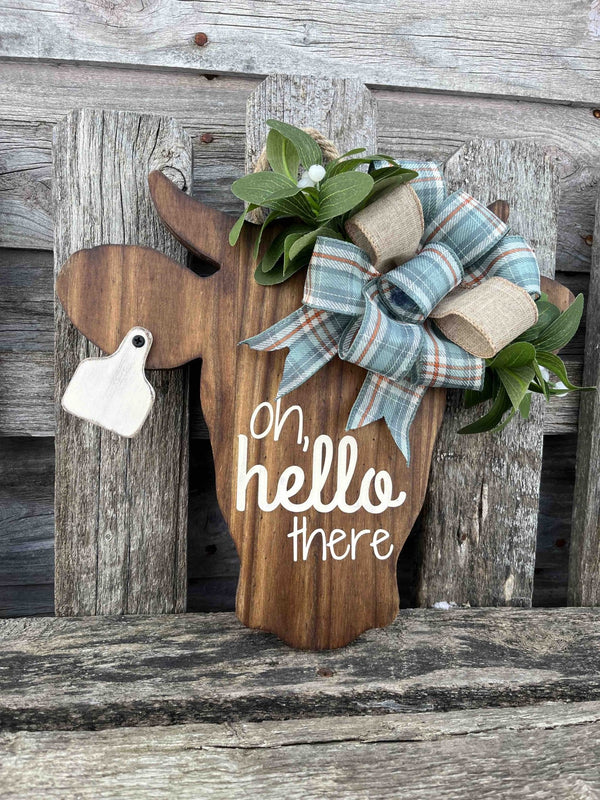 114 - 05 Cow Silhouette Sign - Rafter Diamond W - Painted Door on Main