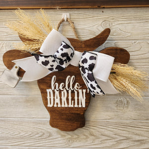 114 - 05 Cow Silhouette Sign - Rafter Diamond W - Painted Door on Main