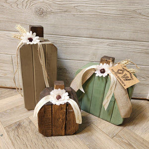 114 - 06 Boho Wooden Pumpkin Sets - Rafter Diamond W - Painted Door on Main