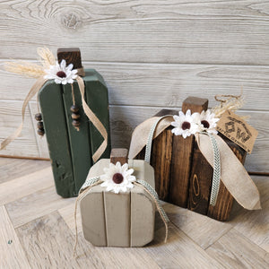114 - 06 Boho Wooden Pumpkin Sets - Rafter Diamond W - Painted Door on Main