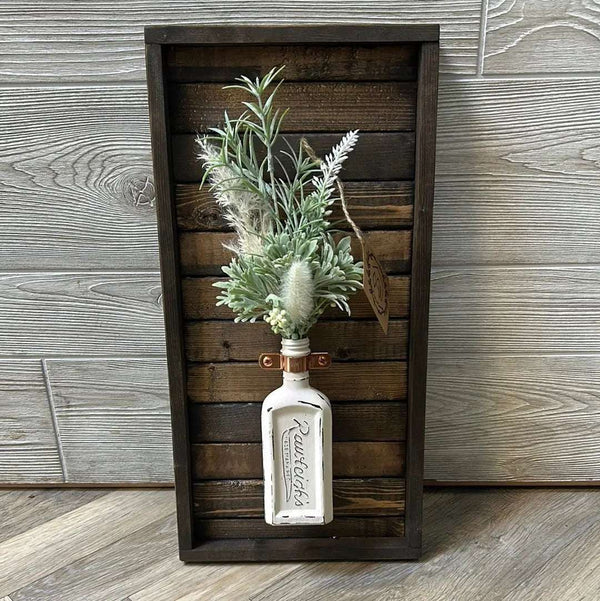 114 - 11 Antique Bottle Art - Rafter Diamond W - Painted Door on Main