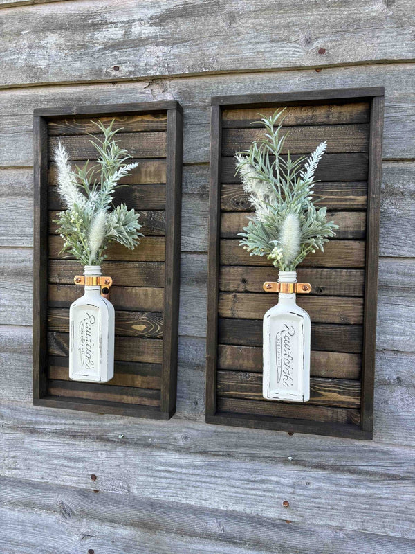114 - 11 Antique Bottle Art - Rafter Diamond W - Painted Door on Main