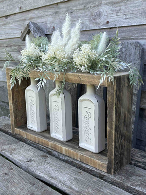 114 - 12 Vintage Bottle Centrepieces - Rafter Diamond W - Painted Door on Main