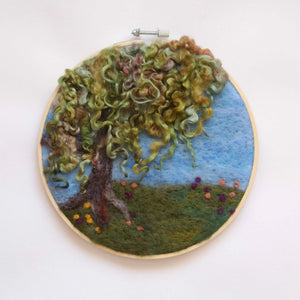 116 - 06 Hoop Framed Felted Art - Elaine Grandon Fibre Arts - Painted Door on Main