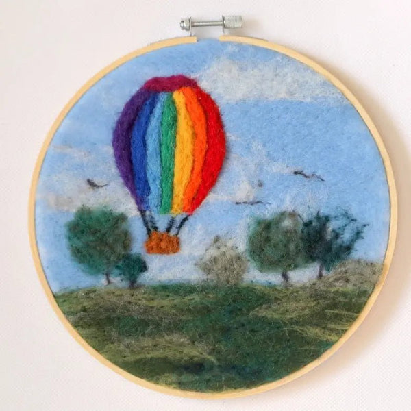116 - 06 Hoop Framed Felted Art - Elaine Grandon Fibre Arts - Painted Door on Main