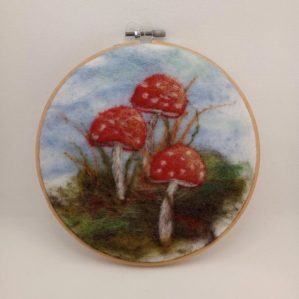 116 - 06 Hoop Framed Felted Art - Elaine Grandon Fibre Arts - Painted Door on Main