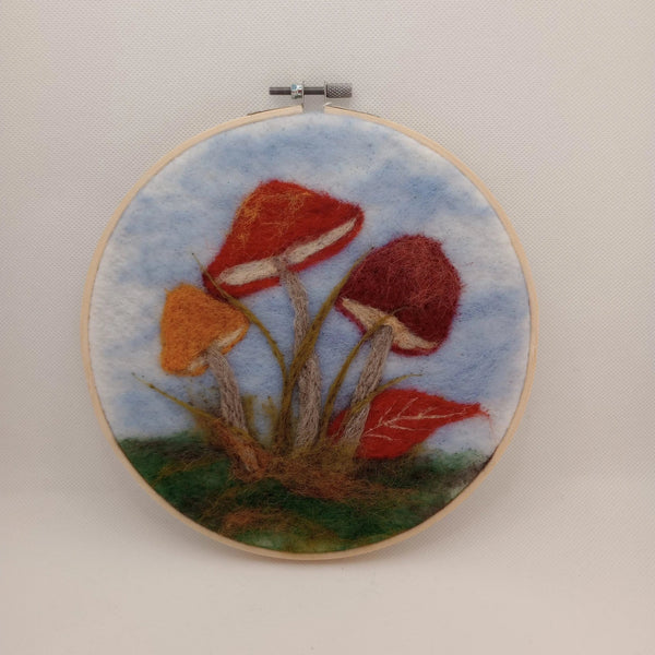 116 - 06 Hoop Framed Felted Art - Elaine Grandon Fibre Arts - Painted Door on Main