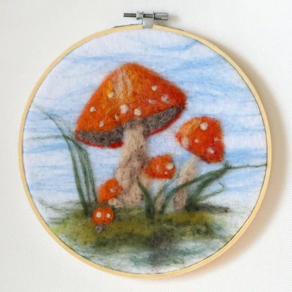 116 - 06 Hoop Framed Felted Art - Elaine Grandon Fibre Arts - Painted Door on Main