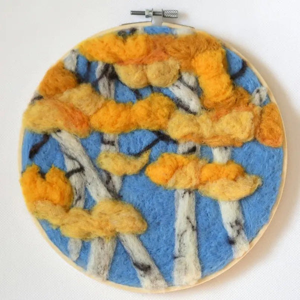 116 - 06 Hoop Framed Felted Art - Elaine Grandon Fibre Arts - Painted Door on Main