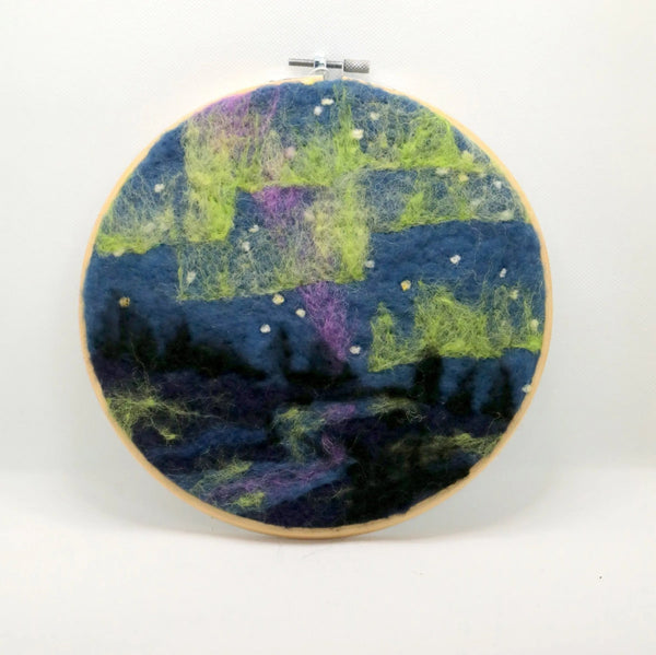 116 - 06 Hoop Framed Felted Art - Elaine Grandon Fibre Arts - Painted Door on Main