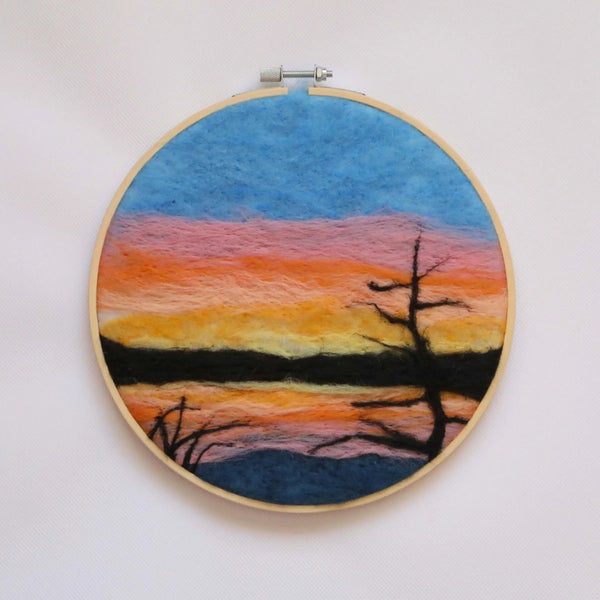 116 - 06 Hoop Framed Felted Art - Elaine Grandon Fibre Arts - Painted Door on Main