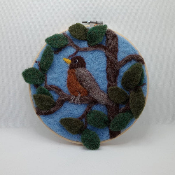 116 - 06 Hoop Framed Felted Art - Elaine Grandon Fibre Arts - Painted Door on Main