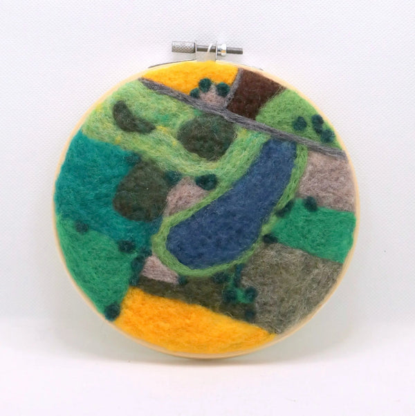 116 - 06 Hoop Framed Felted Art - Elaine Grandon Fibre Arts - Painted Door on Main