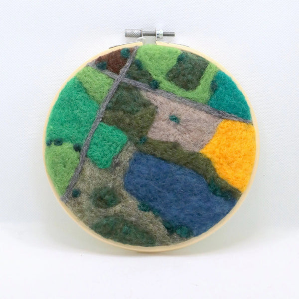 116 - 06 Hoop Framed Felted Art - Elaine Grandon Fibre Arts - Painted Door on Main