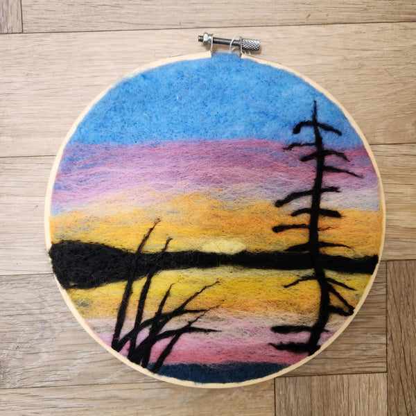 116 - 06 Hoop Framed Felted Art - Elaine Grandon Fibre Arts - Painted Door on Main